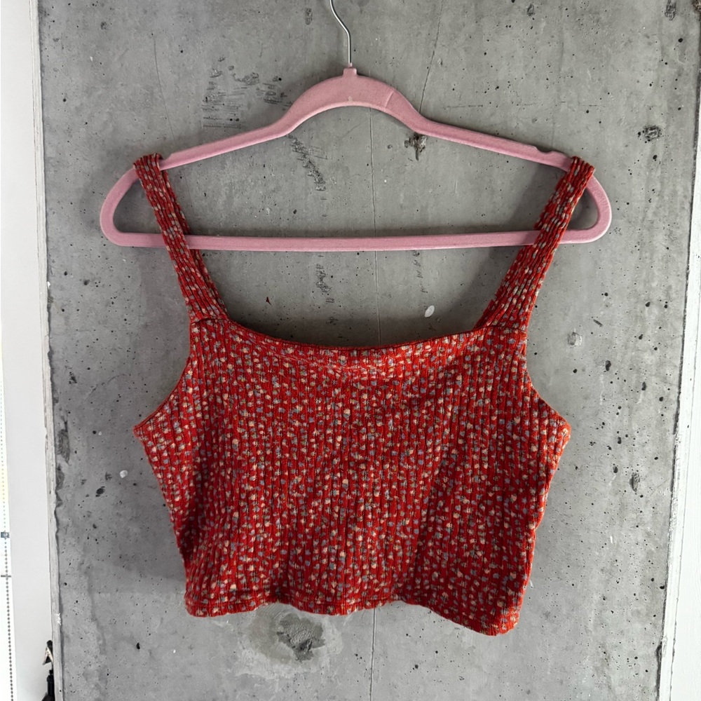 SOLD American Eagle Outfitters Red and White Patterned Crop Top